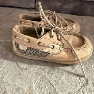 Kids Tan Sperry Boat Shoes Size 4